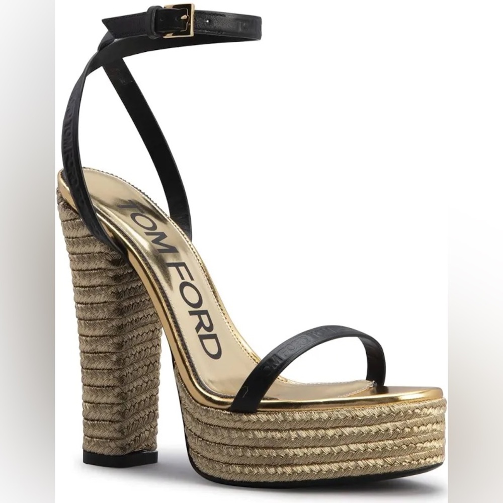 Tom Ford Metallic Rope Ankle-Strap Platform heels